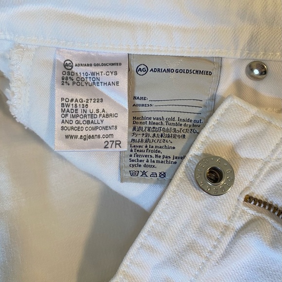 White AG Jeans. “The Stilt” cigarette leg size 27R - Picture 6 of 8